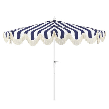 Beverly 9 ft. Designer Classic Scalloped Fringe Half Market Patio Umbrella